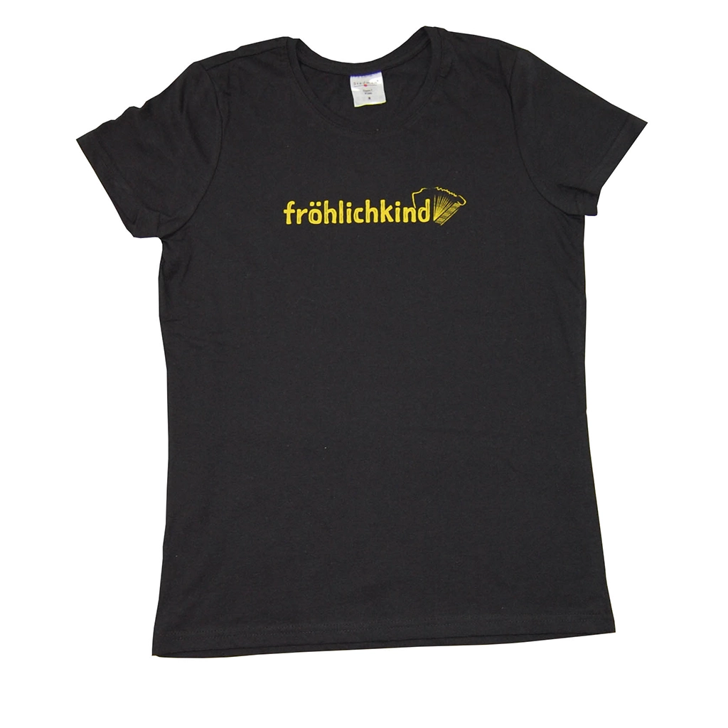 Schwarzes T-Shirt mit fröhlichkind Logo Damen